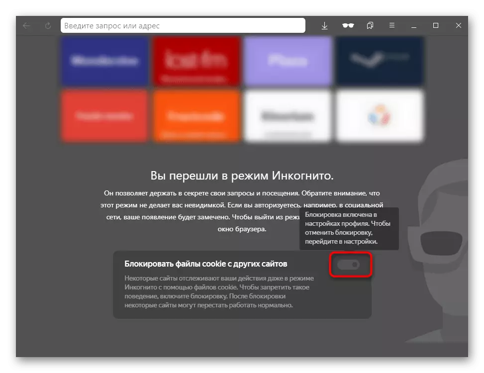 image display ကိုစစ်ဆေးရန် Incognito Mode Yandex.baurizer တွင် cookie ကိုဖွင့်ခြင်း