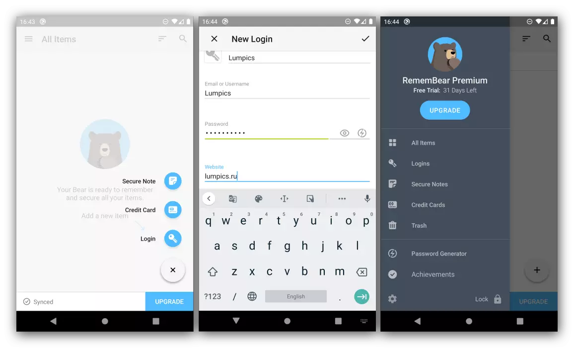 Dodajte novu prijavu i lozinku za upravitelj lozinki za Android Seambear