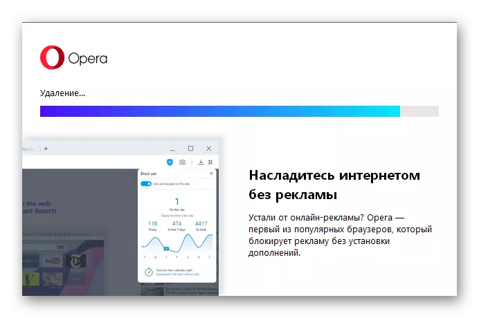 Venter på Opera-nettleserfjerning fra datamaskinen