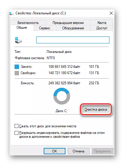 Rhedeg y cyfleustodau Glanhau'r ddisg i dynnu diangen o ffolder Winsxs yn Windows 10