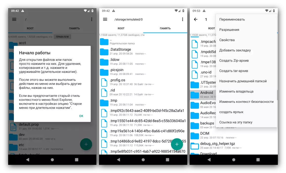 Primeros pasos del administrador de archivos con acceso a Ruts para Android Root Explorer