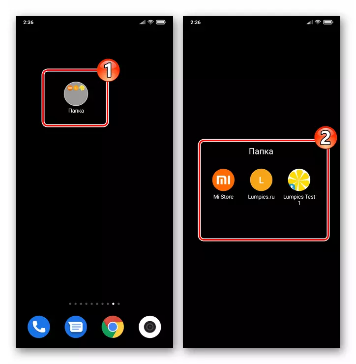 Xiaomi Miui-mappe til etiketter på skrivebordets smartphone