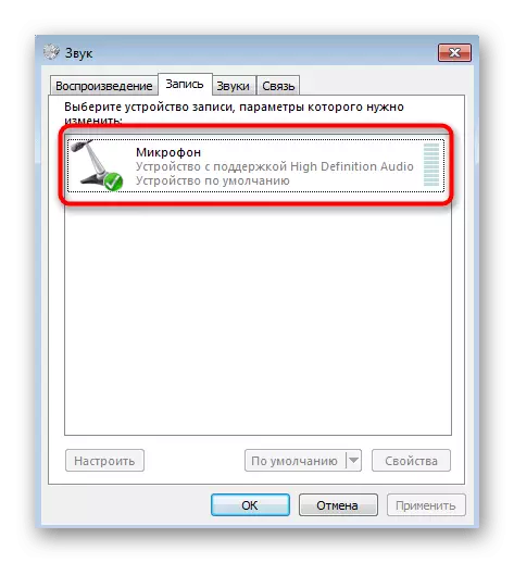 Povoliť nahrávacie zariadenie prostredníctvom štandardného menu v systéme Windows 7