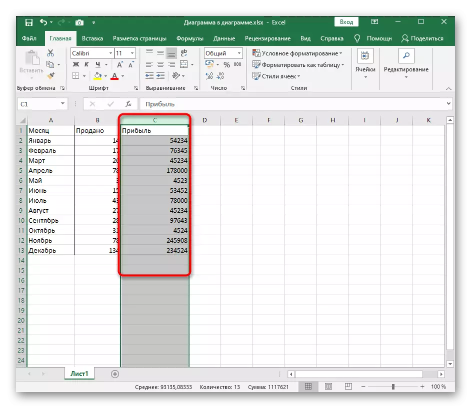 Stulpelio pasirinkimas, kad pakeistumėte savo plotį per ląstelių formatą Excel