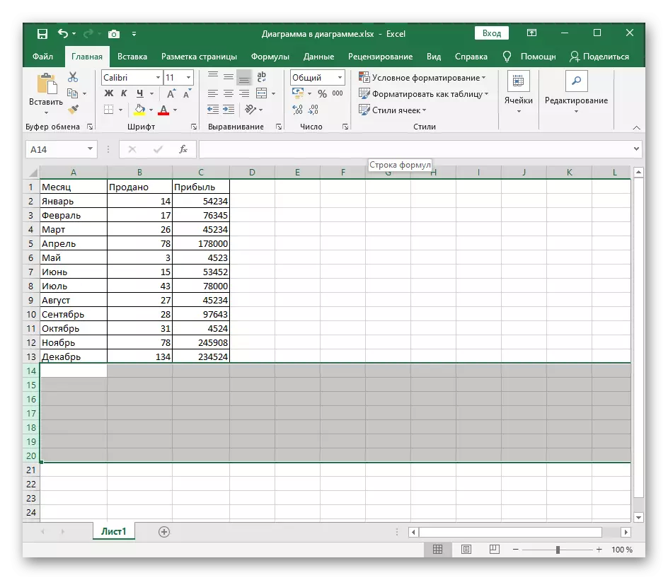 Shfaqja e suksesshme e vargjeve të fshehura në Excel nëpërmjet menusë së formatit të qelizave