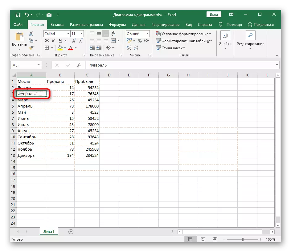 Một ví dụ về việc tạo thủ công về biên giới bảng trong Excel