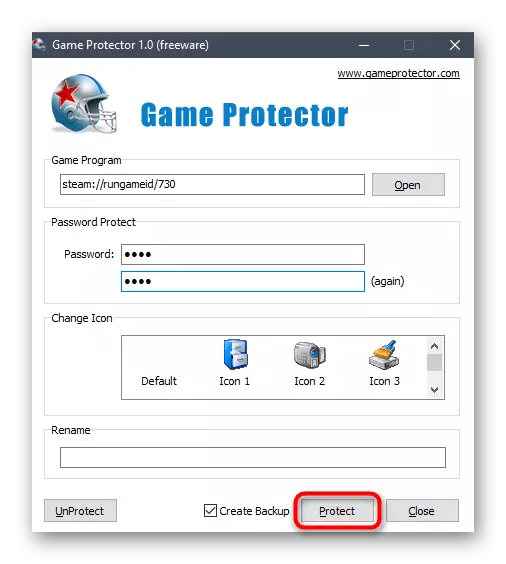 Activación de la protección de la contraseña del juego usando el programa de protector de juegos en Windows 10