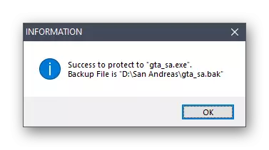 Successful activation of protecting the game using a password in the Game Protector program in Windows 10