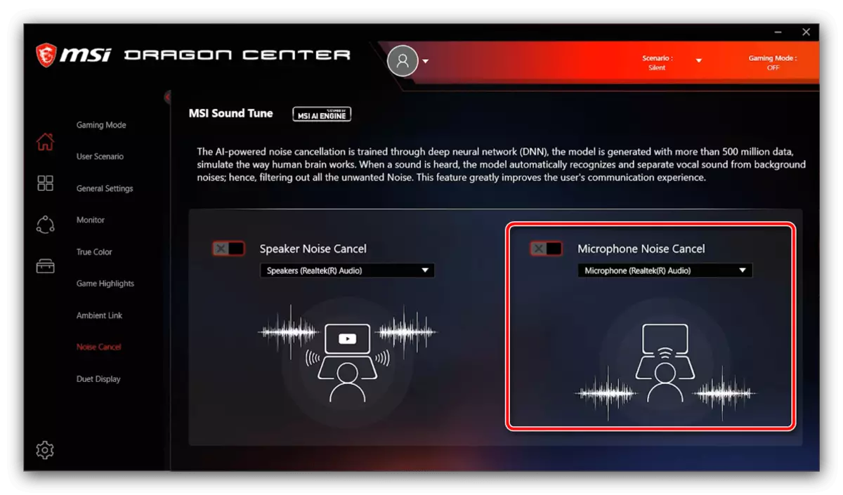 MSI Dragon Center-ийг тохируулахын тулд чанга яригчдыг багасгах