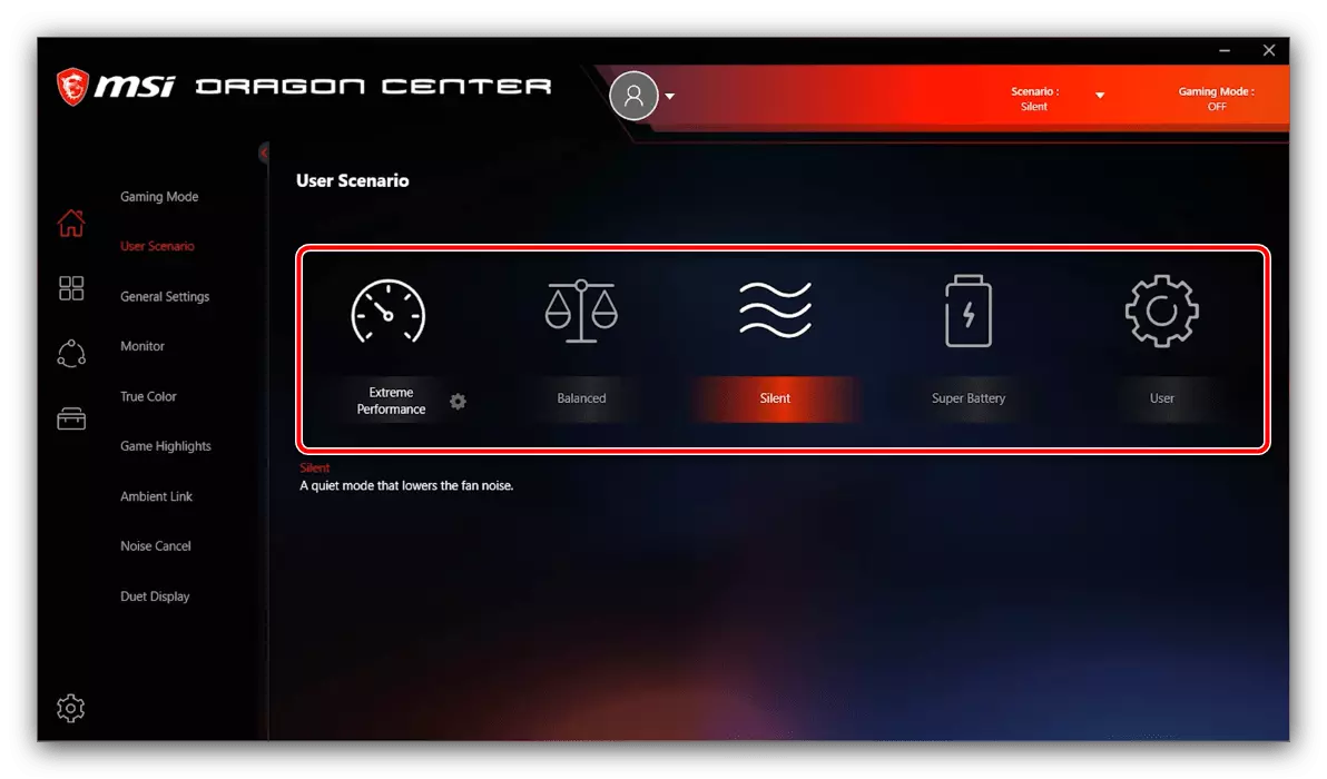 Abra o modo de menu para Setup MSI Dragon Center