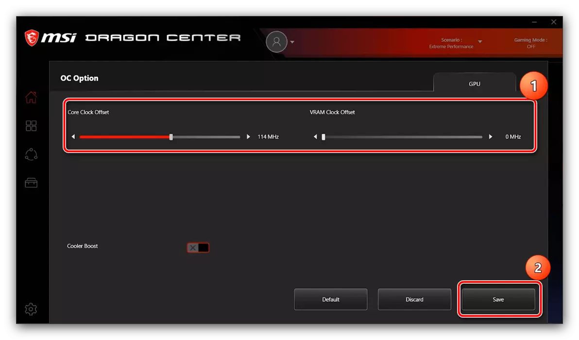 Podešavanje režima Extreme Performance konfigurirati MSI Dragon Centar