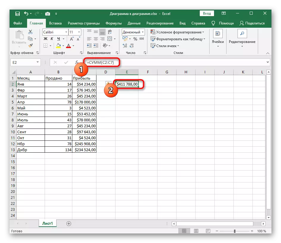 Excel өчен Excel билгесенә $ өстәгәннән соң формуланы булдыру нәтиҗәсе