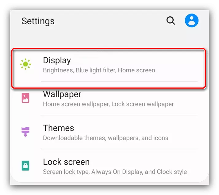 Open display settings to change the buttons on the Samsung Android