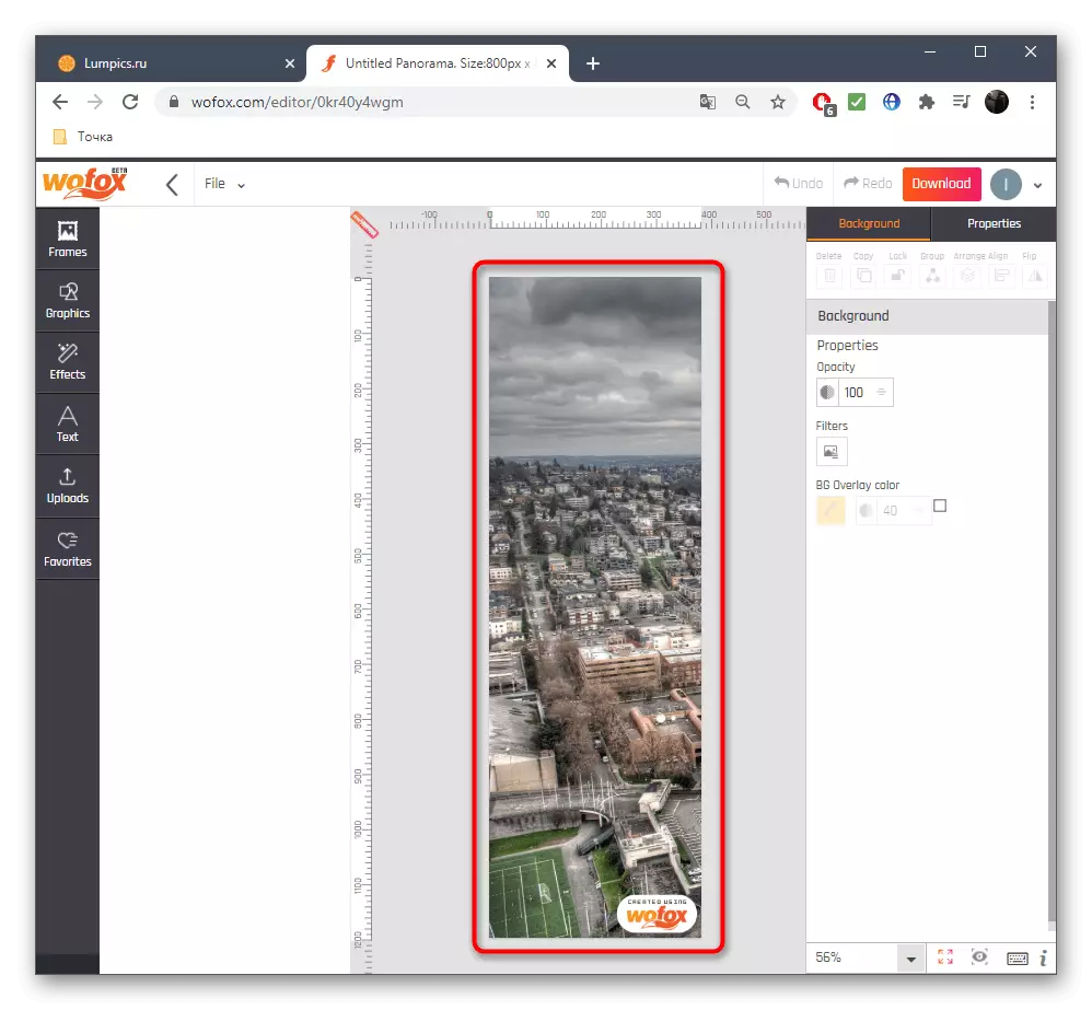 WOFOX online xidməti vasitəsilə oluştururken Panorama hissələri qurulması