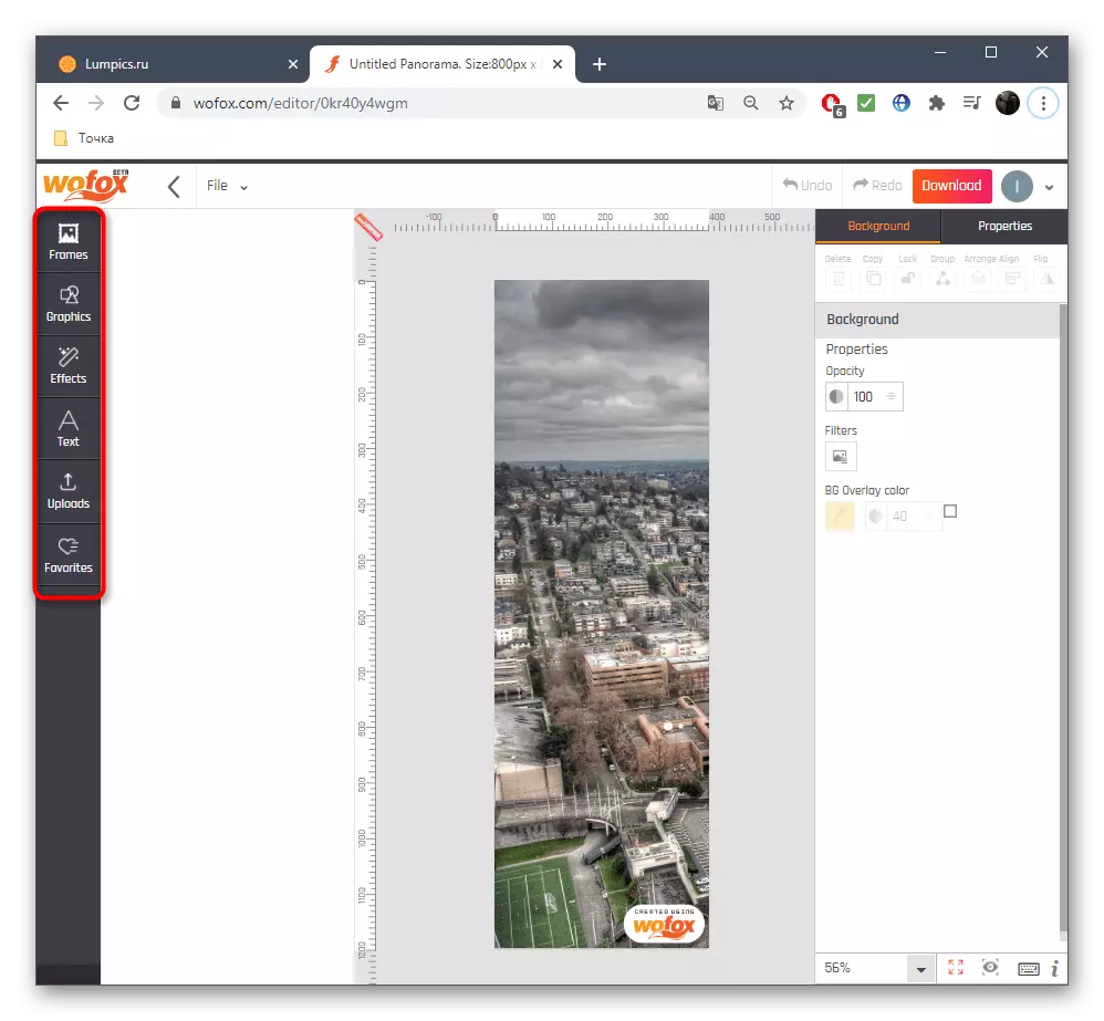 online xidmət panorama yaradılması üçün əlavə tools WOFOX