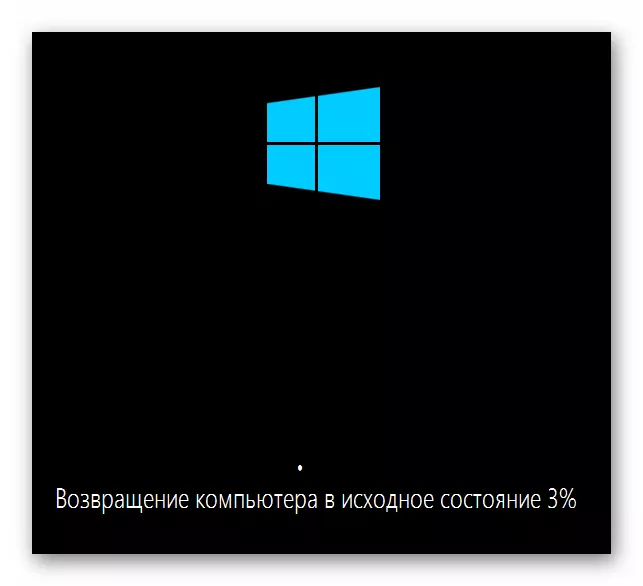 Processen att återställa systemet till det ursprungliga tillståndet under ominstallation av Windows 10