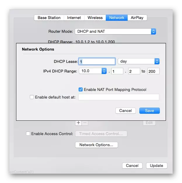Mengubah parameter tambahan dari router apel lokal melalui aplikasi