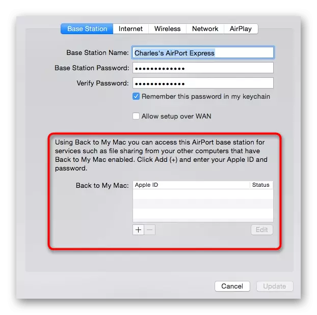 Dodavanje računa za autorizaciju u Apple Router Apple