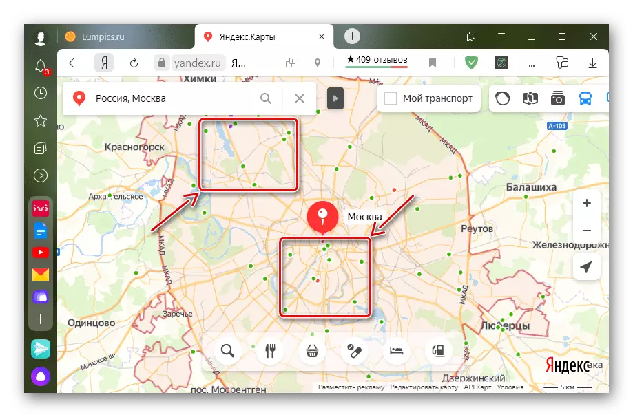 Yandex Maps న కదిలే రవాణా గుర్తులను ప్రదర్శించు