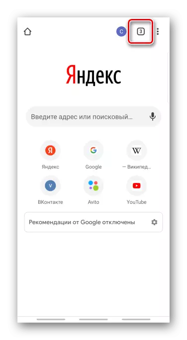 Abrindo o menu Tab em Chrome para Android