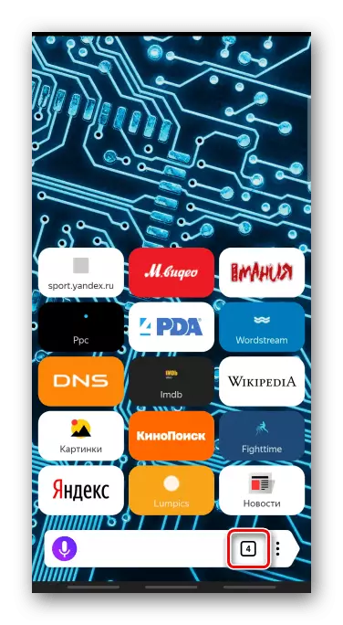 Zaloguj się do menu Tab na głównym ekranie przeglądarki Yandex