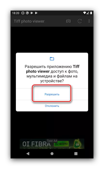 Consentire l'accesso a TIFF Photo Viewer libero di aprire TIFF su Android