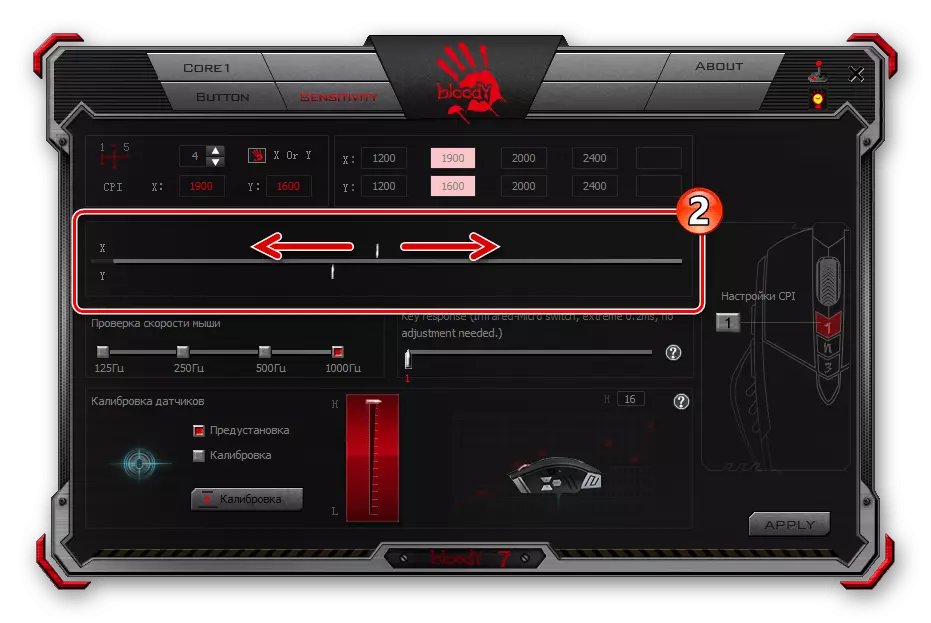 A4tech sangrenta configurando sua própria resolução do sensor do mouse sobre o eixo X