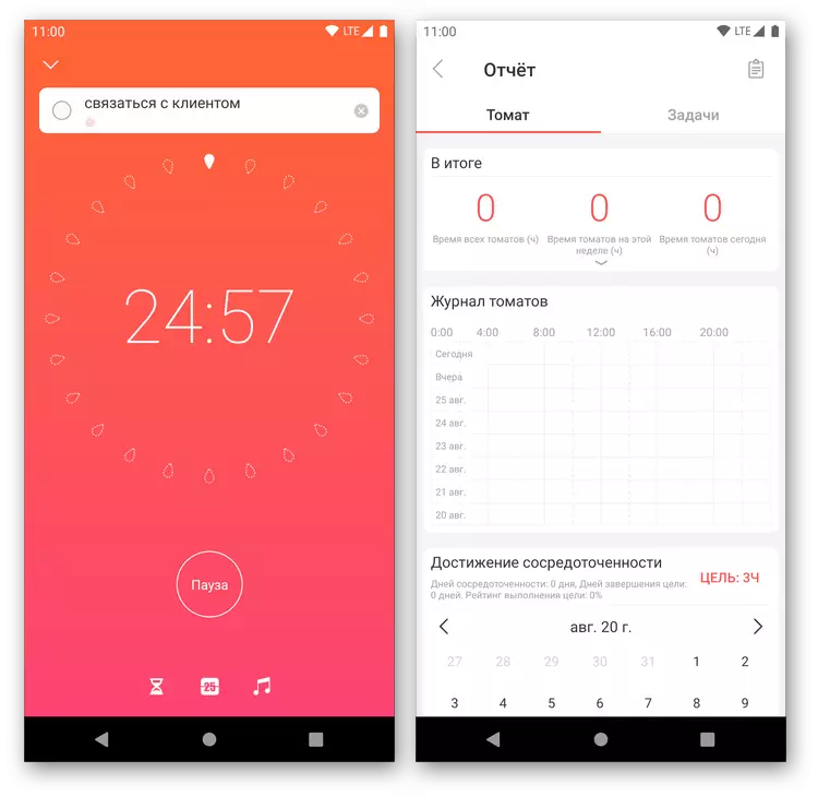 Utilizzo dell'applicazione di gestione del tempo di messa a fuoco su Android