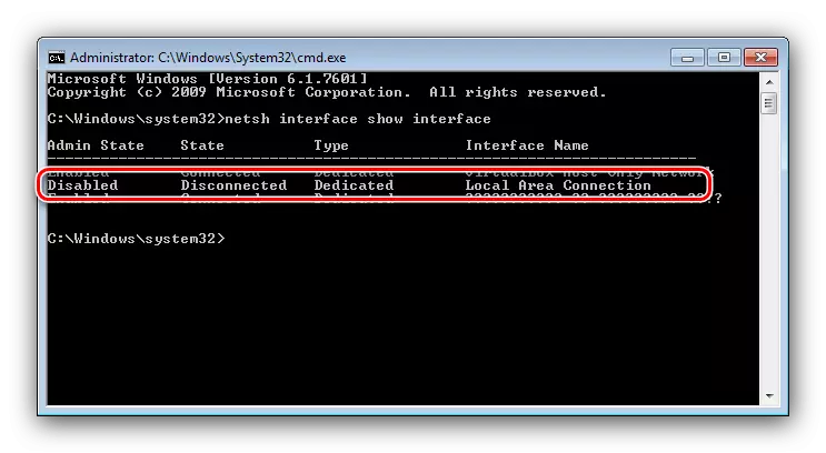 קבלת מפה על ידי הפקודה Netsh כדי להפעיל את מתאם הרשת ב- Windows 7 דרך שורת הפקודה