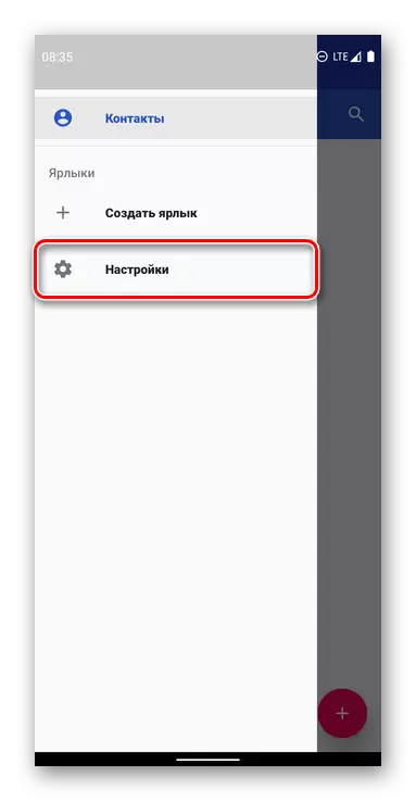 Buka Pengaturan di menu Kontak Aplikasi di perangkat seluler Anda dengan Android