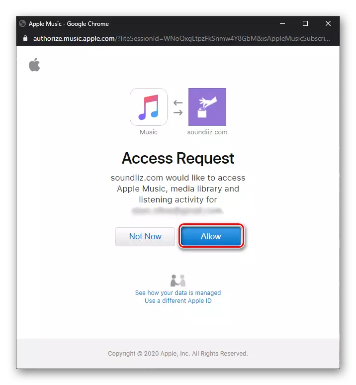 Engedélyezze az Apple Music fiók alkalmazását a Soundiiz szolgáltatásba a PC-böngészőben