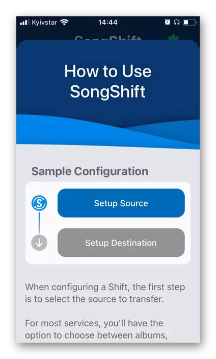 Descrición da aplicación Songhift para a transferencia de música de Apple Music en Spotify en iPhone