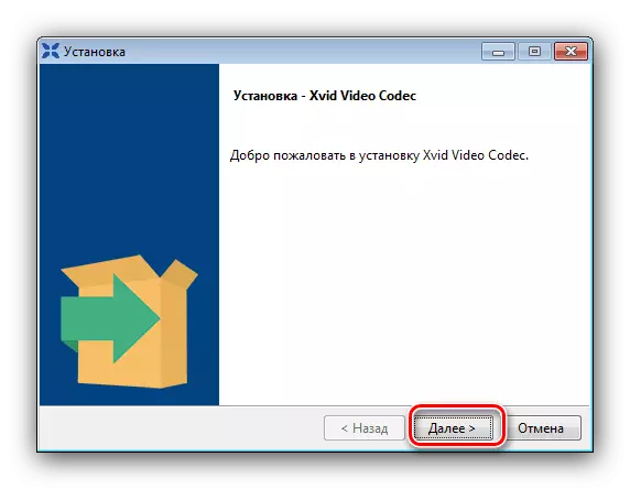 Inicie el proceso de instalación de XVID CODEC para instalar códecs en Windows 7
