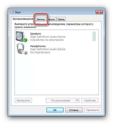 Otvorte záznamové zariadenia na zapnutie stereosker v systéme Windows 7