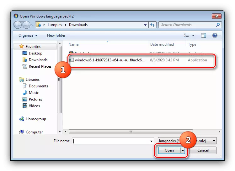 Open Gedownd Package om de taal in Windows 7 te wijzigen door Vistalizator
