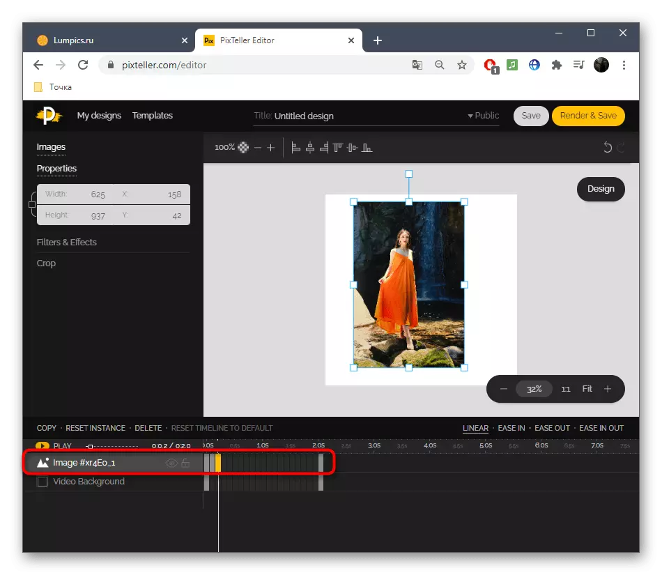 Creating keys when animating an image through an online Pixteller service