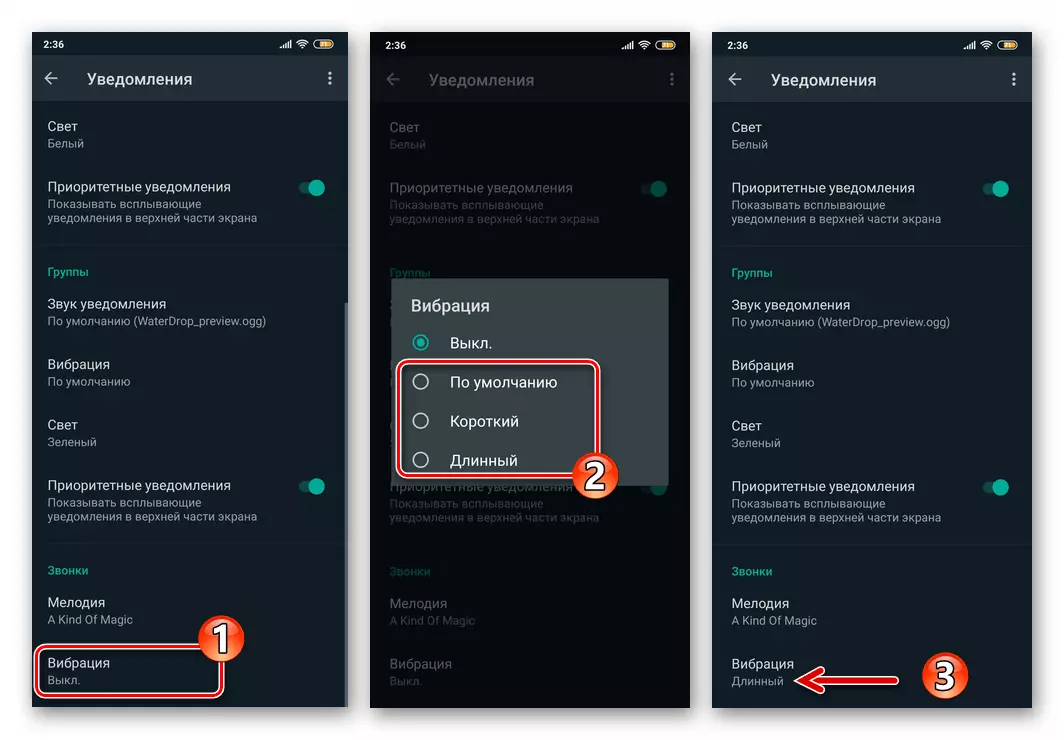 WhatsApp για την ενεργοποίηση του Android και τη διαμόρφωση των κραδασμών κατά την είσοδο μέσω του αγγελιοφόρου κλήσεων ήχου και βίντεο κλήσεων