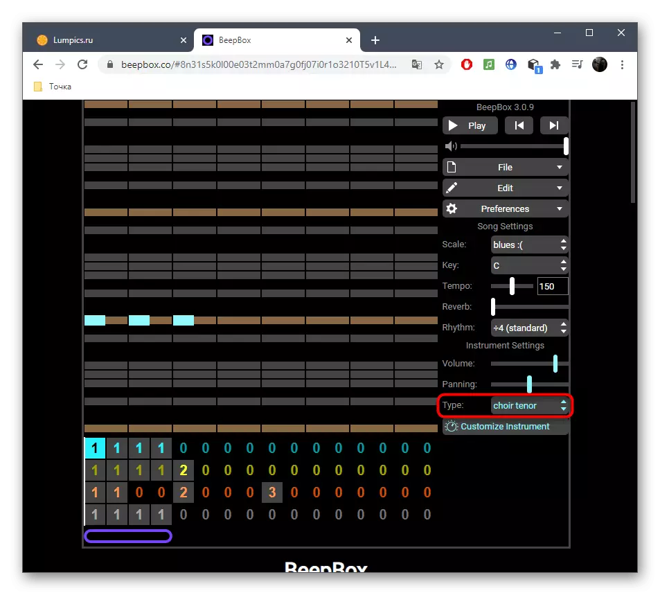 Bitbox lineako zerbitzuaren bidez BitBox-en zerbitzua sortzerakoan hainbat musika tresna hautatzea