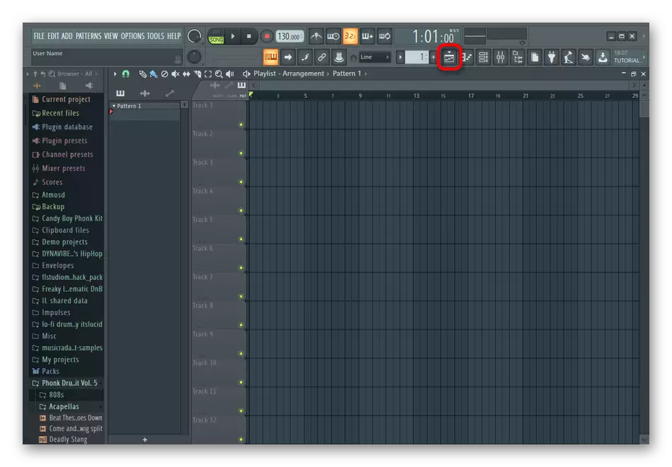 Opening playlist to impose music to music in FL Studio