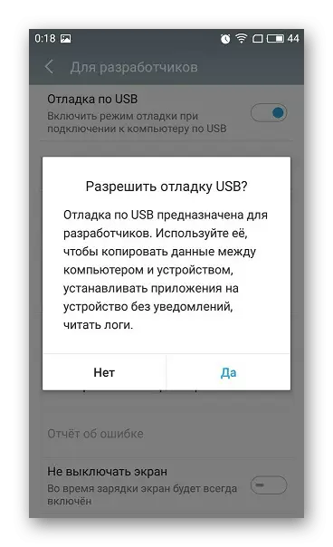 Luba USB silumine muuta Android õigusi adb