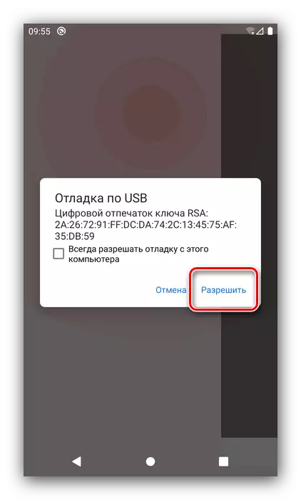 Permitir a depuração USB para alterar a resolução Android por ADB