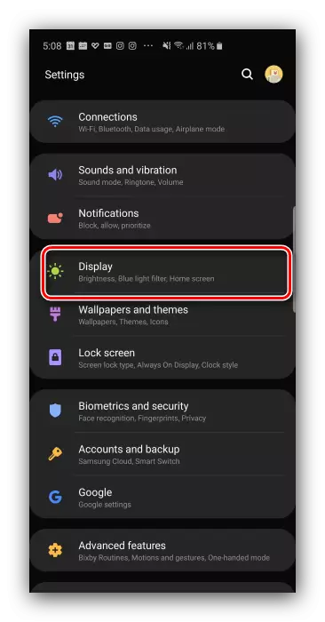 Open display settings to change the resolution in the Android standard means