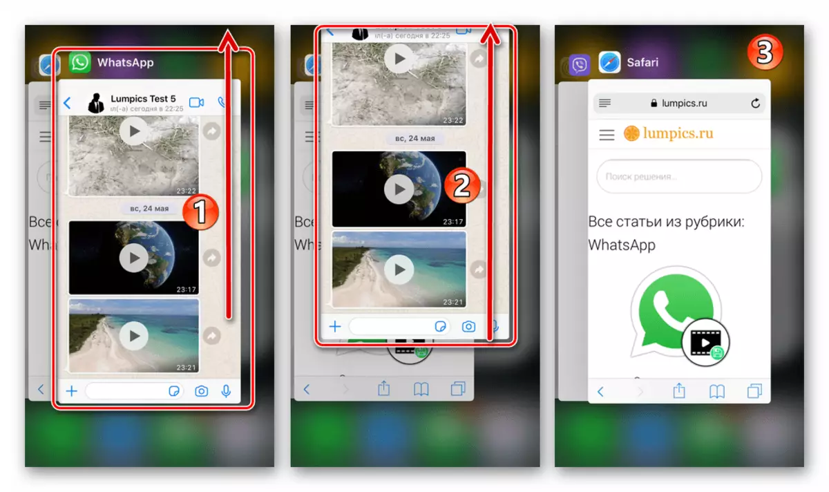 WhatsApp para el iPhone Closing Messenger a través de iOS Task Manager
