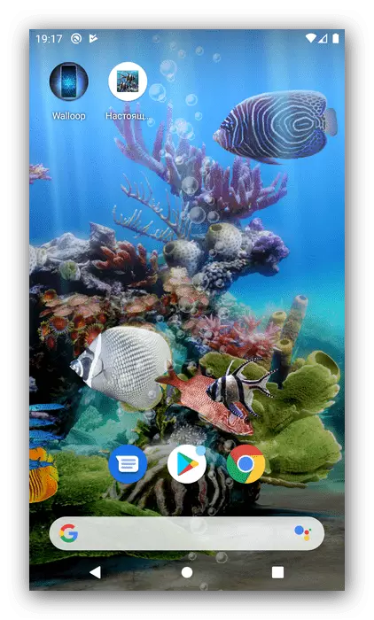 Pari fifi sori ẹrọ ti awọn iṣẹṣọ ogiri Live ninu ohun elo yii aquarium lori Android