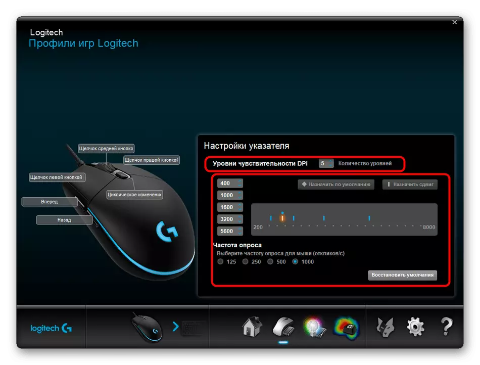 Nyetel mouse komputer DPI liwat piranti lunak merek