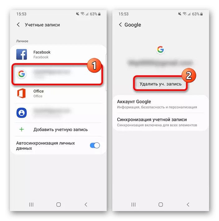 Oneui ile Samsung'da Google Hesabı seçme ve silme süreci