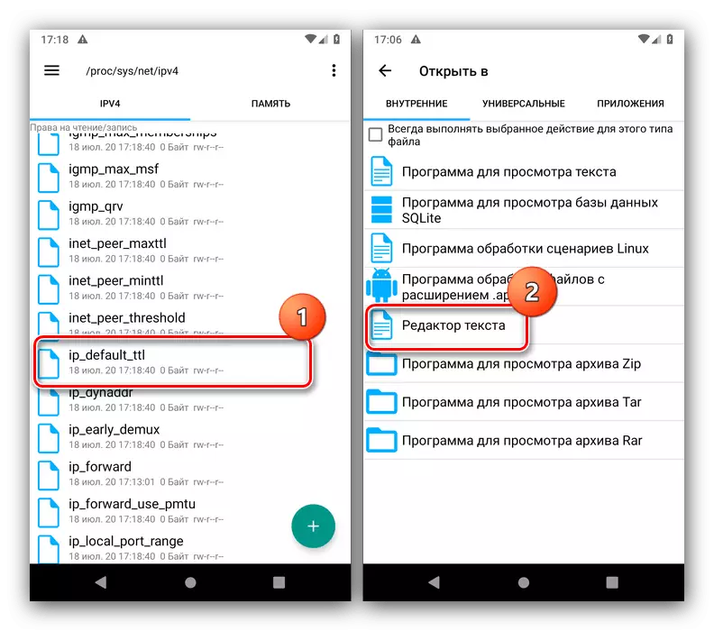 Hapni skedarin e kërkuar për të ndryshuar TTL në Android në modalitetin manual nëpërmjet Root Explorer