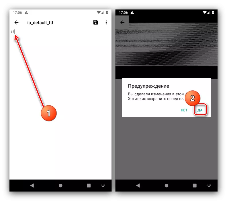 Guardar cambios para cambiar TTL en Android en modo manual a través del Explorador de root