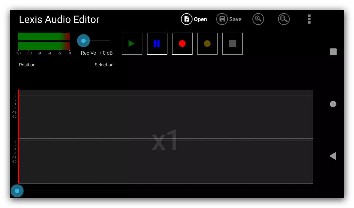 Աուդիո ինտերֆեյսի արտաքին տեսքը Android Lexis Audio Editor- ի համար