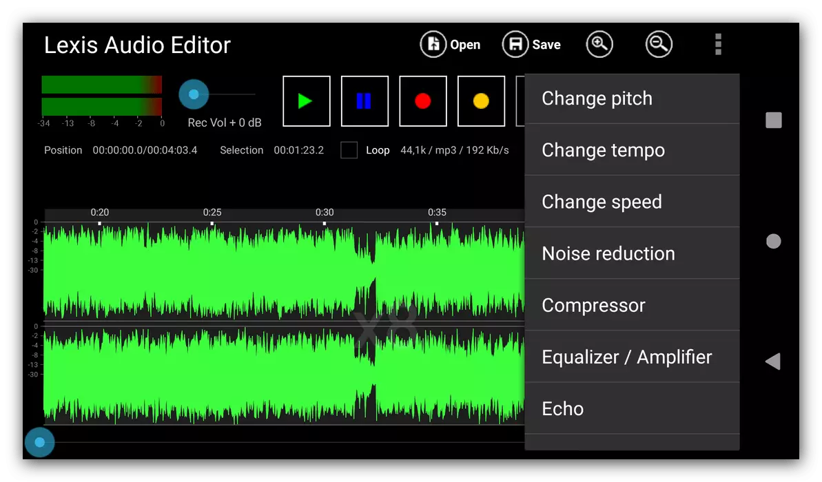 Efekty nakładania na torze w kodzie audio dla Androida Lexis Audio Editor